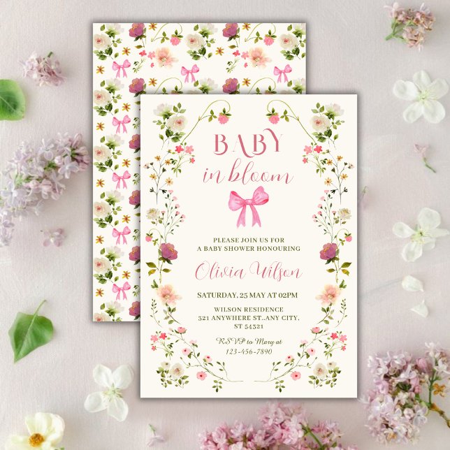 Convite Chá de Bebê Menina Floral Baby in Bloom (Criador carregado)