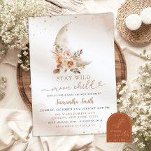 Chá de Bebê Menina Floral Bege Boho Lua
