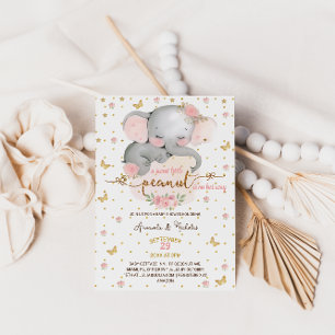 Convite Chá de Bebê Menina Floral Elefante