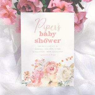 Convite Chá de Bebê Menina Floral Retrô
