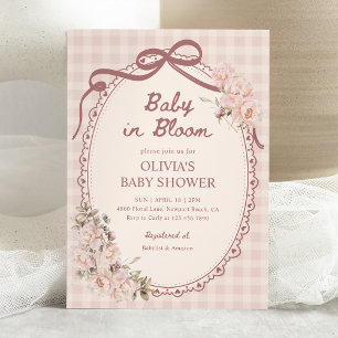 Convite Chá de Bebê Menina Floral Rosa Baby in Bloom