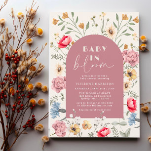 Convite Chá de Bebê Menina Floral Vintage Bebê em Flor