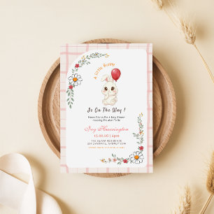 Convite Chá de Bebê Menina Floral Xadrez Coelhinho
