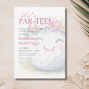 Convite Chá de Bebê Menina Golfe Floral Par-Tee Baby