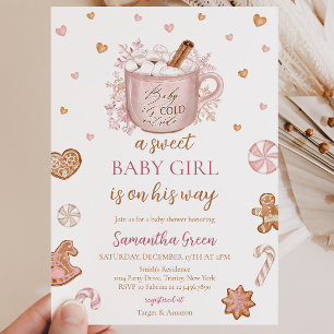 Convite Chá de Bebê Menina Inverno Rosa