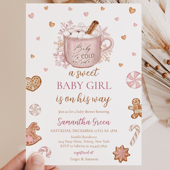 Convite Chá de Bebê Menina Inverno Rosa (Criador carregado)