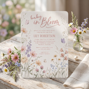 Convite Chá de Bebê Menina Jardim de Flores Silvestres Beb