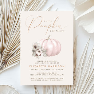 Convite Chá de Bebê Menina Little Pumpkin Rosa