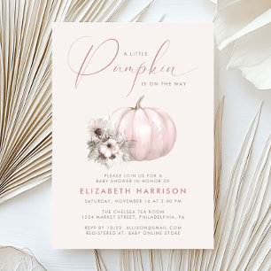 Convite Chá de Bebê Menina Little Pumpkin Rosa