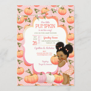 Convite Chá de Bebê Menina Little Pumpkin Tom Escuro Puffs