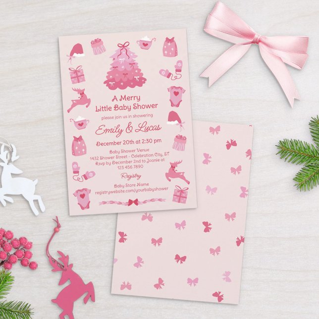 Convite Chá de Bebê Menina Merry Little Coquete com Laços  (Criador carregado)