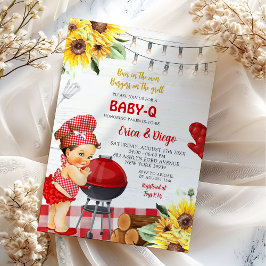 Convite Chá de Bebê Menina Mexicana Rustic Red Backyard Ba