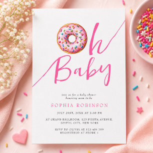 Convite Chá de Bebê Menina Oh Baby Sweet Donuts Minimalist
