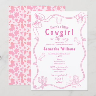 Convite Chá de Bebê Menina Pequena Cowgirl Rosa
