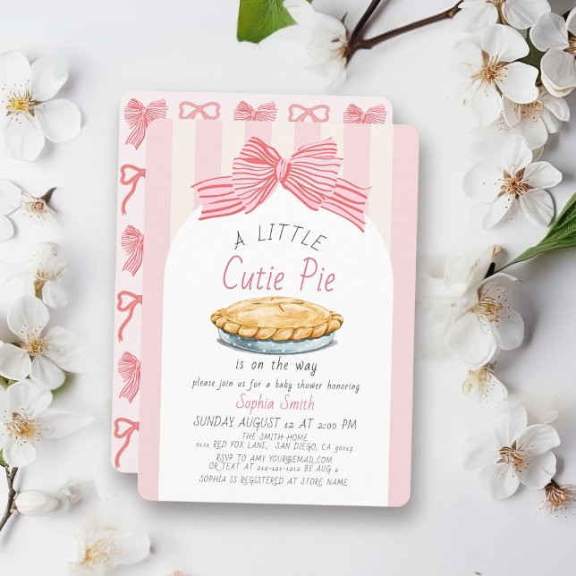 Convite Chá de Bebê Menina Pequena Fatia de Torta Rosa (Criador carregado)