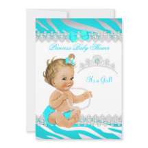 Chá de Bebê Menina Princesa Azul Zebra Loira