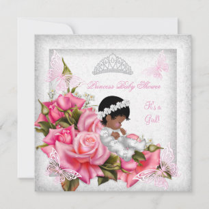 Convite Chá de Bebê Menina Princesa Borboleta Rosa 3