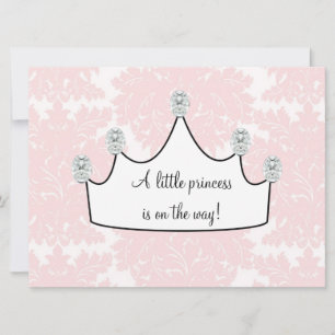 Convite Chá de Bebê Menina Princesa Damask Rosa