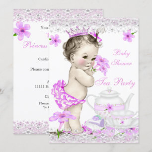 Convite Chá de Bebê Menina Princesa Festa do Chá Vintage