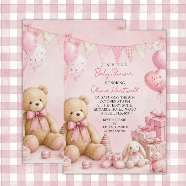 Convite Chá de Bebê Menina Rosa (Criador carregado)