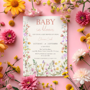 Convite Chá de Bebê Menina Rosa Bebê em Flor Silvestre QR