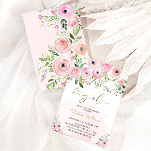 Convite Chá de Bebê Menina Rosa Floral