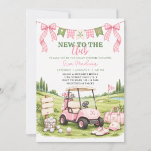 Convite Chá de Bebê Menina Rosa Golfe Novo no Clube