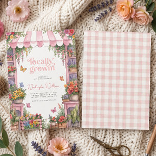 Convite Chá de Bebê Menina Rosa Mercado de Produtores Loca
