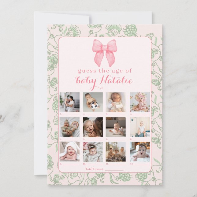 Convite Chá de Bebê Menina Tom Rosa - Jogo (Frente)