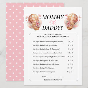 Convite Chá de Bebê Menina Ursinho Mamãe Papai Balão Rosa