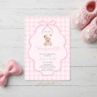 Chá de Bebê Menina Urso de Gingham
