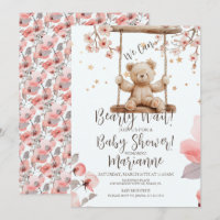 Chá de Bebê Menina Urso Floral Chinês