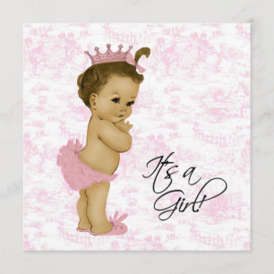 Convite Chá de Bebê Menina Vintage Rosa Toile