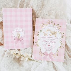 Convite Chá de Bebê Menina Xadrez Rosa Silly Goose