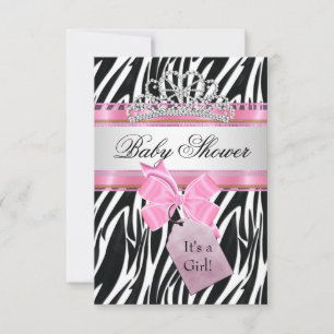 Convite Chá de Bebê Menina Zebra Rosa Princesa