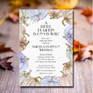 Convite Chá de Bebê Menino Abóbora Azul