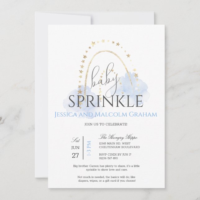 Convite Chá de Bebê Menino Arco-íris (Frente)