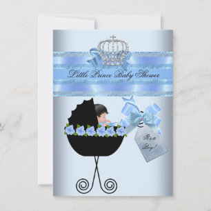 Convite Chá de Bebê Menino Azul Floral Príncipezinho Fofo