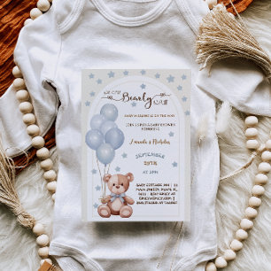 Convite Chá de Bebê Menino Azul Vintage Barely Wait 