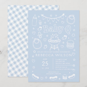 Convite Chá de Bebê Menino Blue Baby Q Churrasco