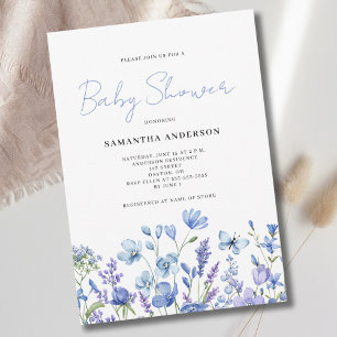Convite Chá de Bebê Menino com Flor de Água Azul