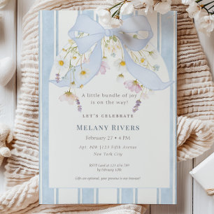 Convite Chá de Bebê Menino com Laço Azul Fofo