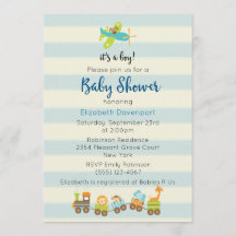 Chá de Bebê Menino com Trem e Avião de Brinquedo