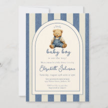 Chá de Bebê Menino com Urso de Jaqueta Jeans