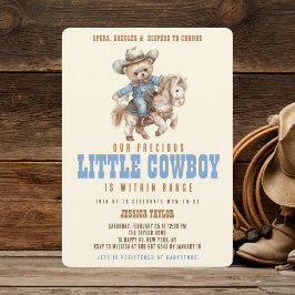 Convite Chá de Bebê Menino Cowboy Urso de Pelúcia Faroe Oe