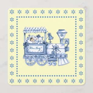 Convite Chá de Bebê Menino do Trem Azul e Amarelo