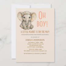 Chá de Bebê Menino Elefante Safari Boho Amendoim B