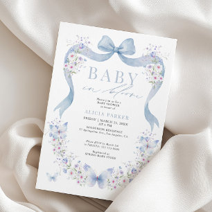 Convite Chá de bebê menino flor silvestre arco azul baby i