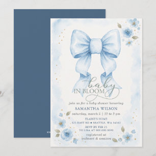 Convite Chá de Bebê Menino Floral Arco Azul Bebê em Flor