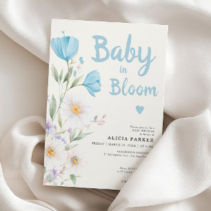 Convite Chá de bebê menino floral azul Baby in Bloom
